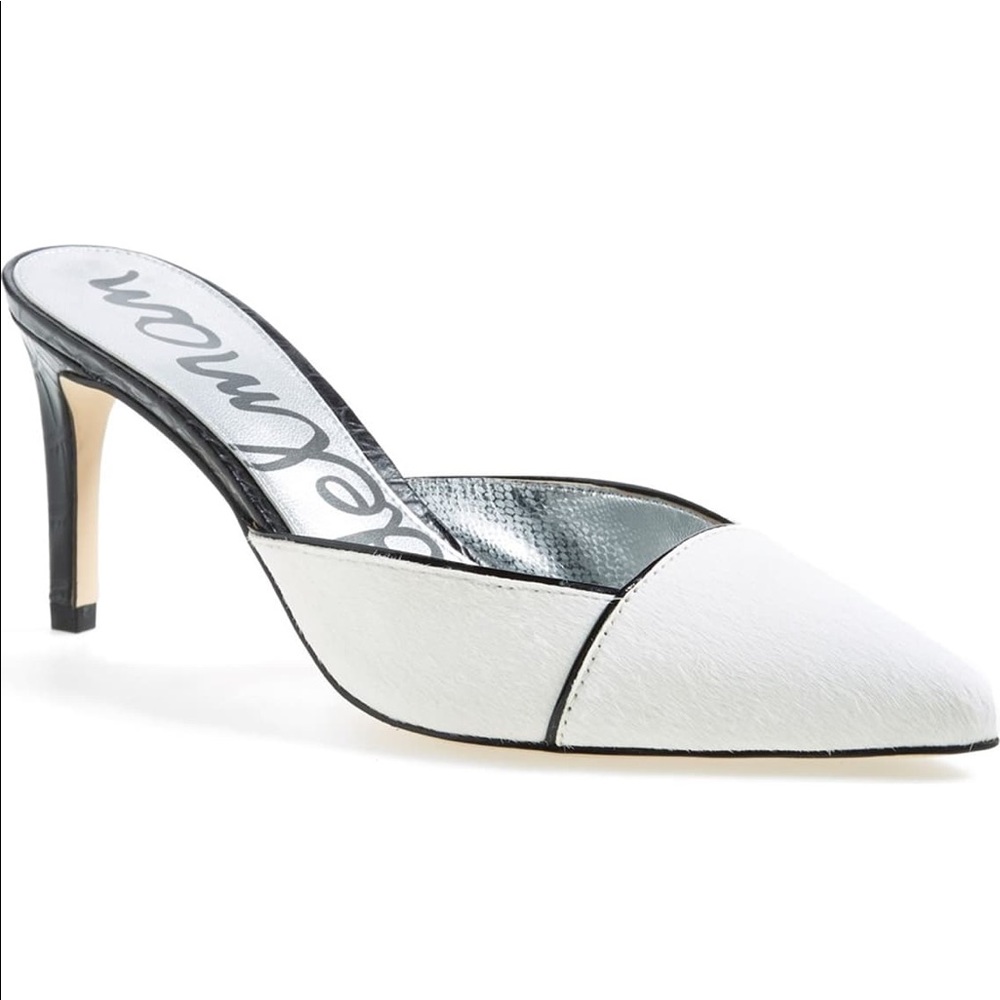 White Calf Hair Heels